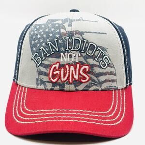 Vintage 1990s BAN IDIOTS NOT GUNS Adjustable Baseball Cap Hat by Buck Wear